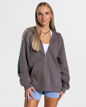 Dámské Bundy Teveo Candy Oversized Tmavě Šedé | YSC-0934