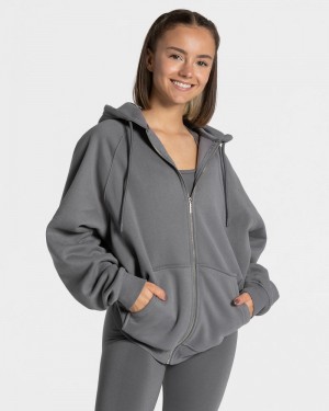 Dámské Bundy Teveo Statement Oversized Tmavě Šedé | XAO-2778