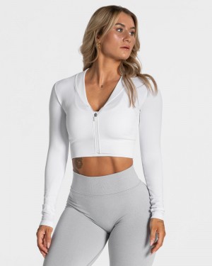 Dámské Bundy Teveo Statement Zip Bílé | NHB-3882