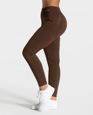 Dámské Legíny Teveo Elegantní Scrunch Tmavě Hnědé | LLW-2255