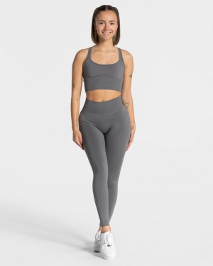 Dámské Legíny Teveo Statement Scrunch Tmavě Šedé | UQS-6995