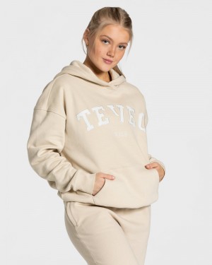 Dámské Mikina s Kapucí Teveo College Oversized Béžový | PFR-6255