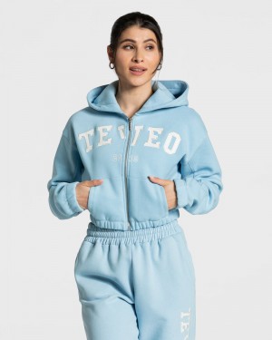 Dámské Mikina s Kapucí Teveo College Zip Blankyt | RKE-0488