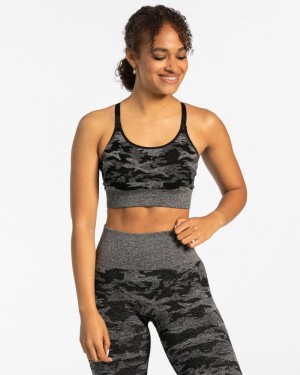 Dámské Sportovní Podprsenka Teveo Camo Černé | CZN-5264