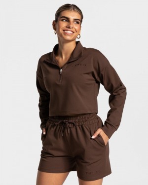 Dámské Svetr Teveo Charming Zip Hnědé | PDZ-8145