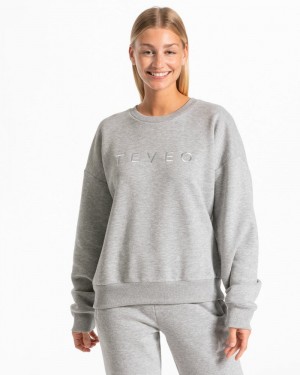 Dámské Svetr Teveo Iconic Oversized Šedé | GZX-6496