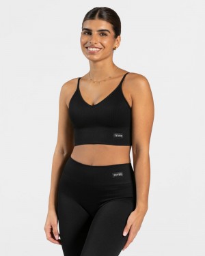 Dámské Topy Teveo Elegantní Cross Černé | LJU-6217