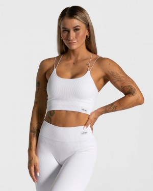 Dámské Topy Teveo Elegantní Páskové Bílé | TQV-7295