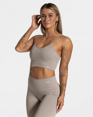 Dámské Topy Teveo Elegantní Páskové Šedé | XMT-9810