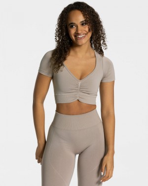 Dámské Topy Teveo Focus Crop Dust | OQK-9022
