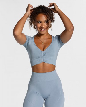 Dámské Topy Teveo Focus Crop Šedé Blankyt | OUQ-9139