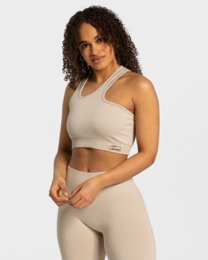 Dámské Topy Teveo Golden Asymmetric Béžový | IOU-2249