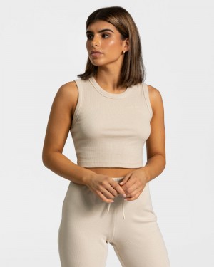 Dámské Topy Teveo Lounge Crop Béžový | ZID-0185