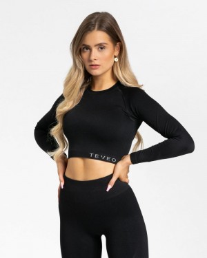 Dámské Topy Teveo Power Long Sleeve Černé | ZCP-4801