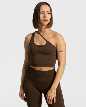 Dámské Topy Teveo Sassy One Shoulder Hnědé | QQY-6866