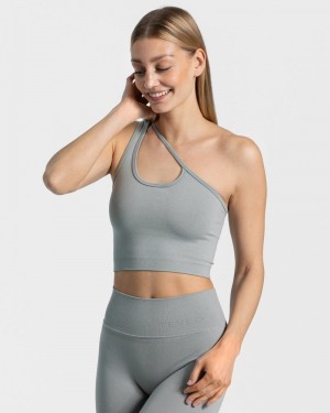 Dámské Topy Teveo Sassy One Shoulder Šedé Blankyt | PFQ-2064