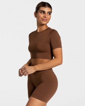 Dámské Topy Teveo Sensation Crop Caramel | CPB-1714