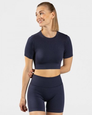 Dámské Topy Teveo Sensation Crop Tmavě Blankyt | YXQ-7128
