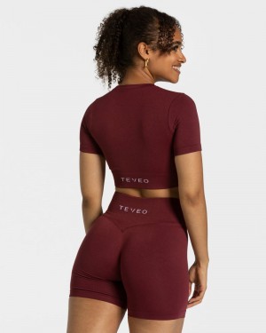 Dámské Topy Teveo Sensation Crop Vínové Červené | PUK-4674