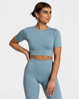 Dámské Topy Teveo Sensation Crop Šedé Blankyt | AMF-8325