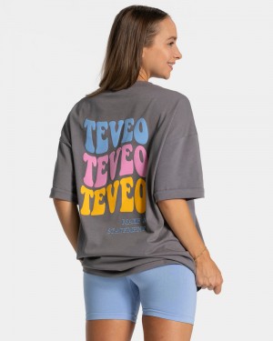 Dámské Tričko Teveo Candy Oversized Tmavě Šedé | FFQ-4860