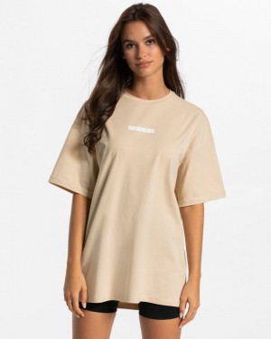 Dámské Tričko Teveo Iconic Oversized Béžový | LQC-6324
