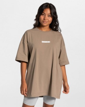 Dámské Tričko Teveo Iconic Oversized Hnědožlutý | ITU-1476