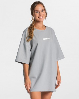 Dámské Tričko Teveo Iconic Oversized Šedé Blankyt | DDE-6532