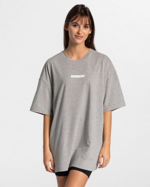Dámské Tričko Teveo Iconic Oversized Šedé | XIN-0854