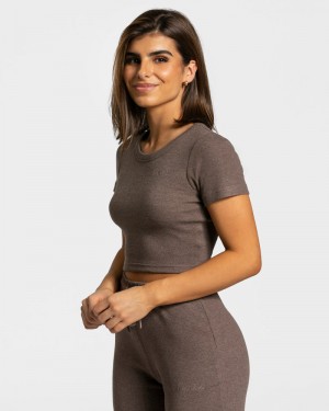 Dámské Tričko Teveo Lounge Tmavě Hnědé | RPJ-9116