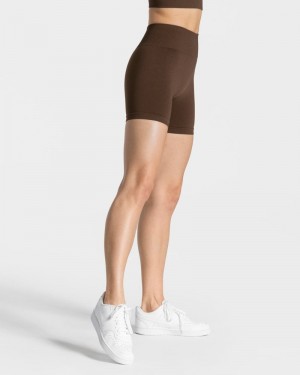 Dámské Šortky Teveo Timeless Scrunch Tmavě Hnědé | PLZ-4575